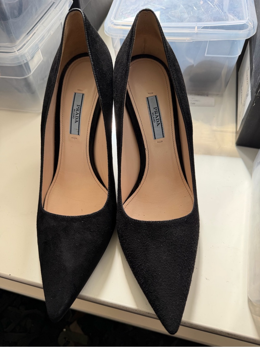 Prada Black Suede Pointed Pumps - Picture 2 of 4